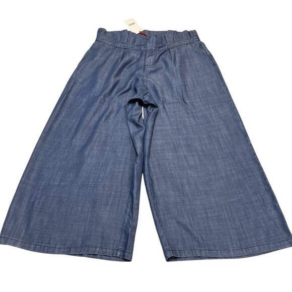 Standards and Practices Pants Womens 16 Chambray Wide Leg Cropped Paperbag Waist - Picture 3 of 12